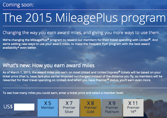 United Airlines Miles Chart